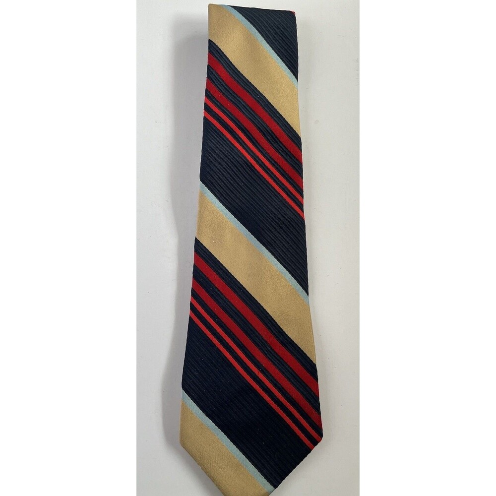 Vintage Sears Men's Store Arc de Triomphe Necktie Striped Blue/Tan/Red  54" x4"